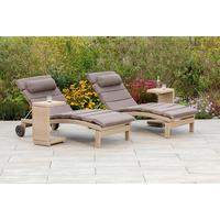 GARTENLIEGE ANDALUSIA - Beige/Braun, MODERN, Textil/Metall (90/100/208cm) - Gardenson