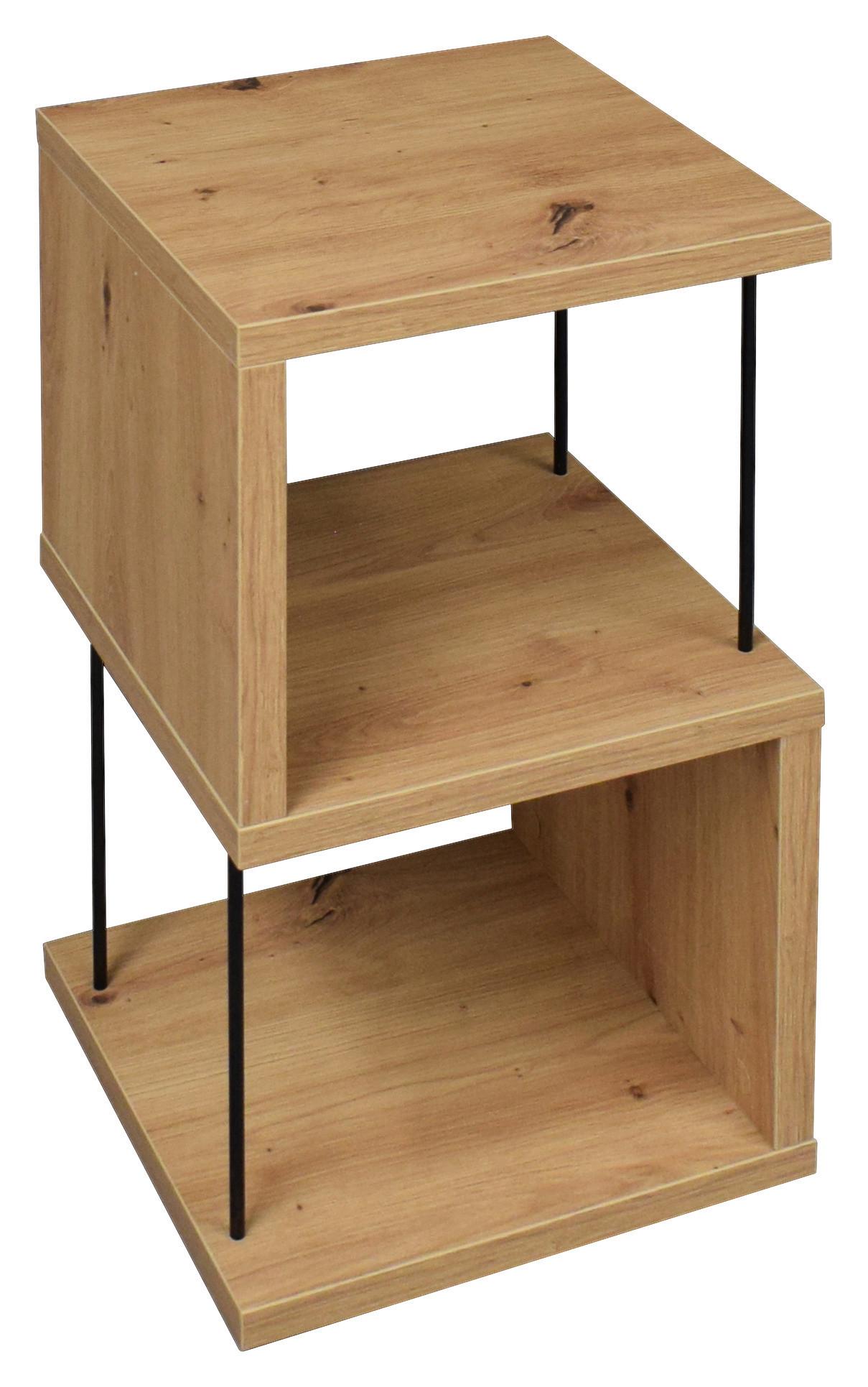 Beistelltisch in Eichefarben - Eichefarben/Schwarz, Modern, Holzwerkstoff/Metall (33/65/33cm) - Mömax