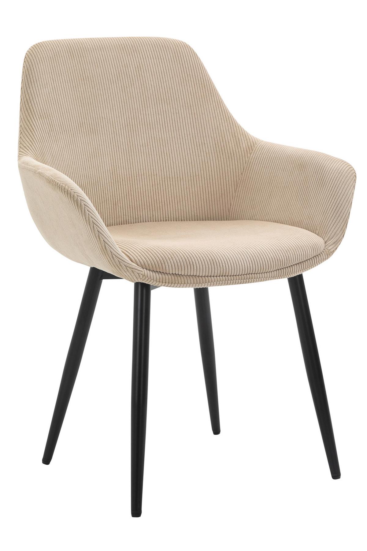 Set Naslanjačev Cord, Bež, 2-Delni - črna/bež, Moderno, kovina/tekstil (64/86/59cm) - Livetastic