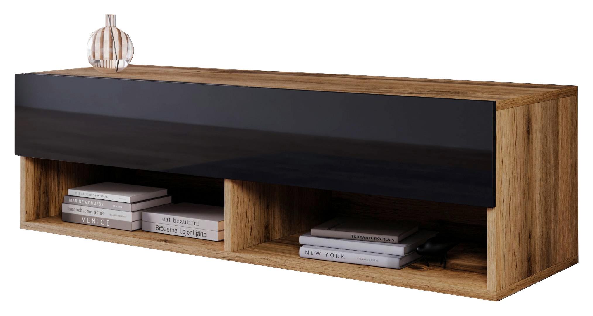 Nizka Omarica A100, Barva Hrasta, Črna, Led - hrast wotan/črna, Trendi, umetna masa/leseni material (100/30/31cm) - P & B