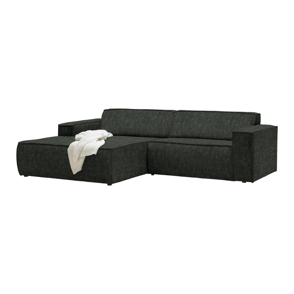 Wohnlandschaft Loft Dunkelgrün - Dunkelgrün/Schwarz, MODERN, Kunststoff/Textil (172/75/265cm) - Mömax