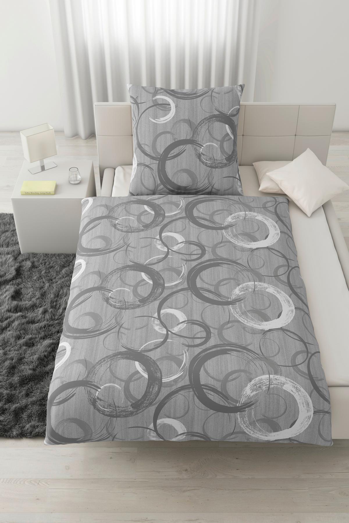 Bettwäsche New Circles Grau ca. 135x200cm - Grau, Textil (135/200cm) - Modern Living