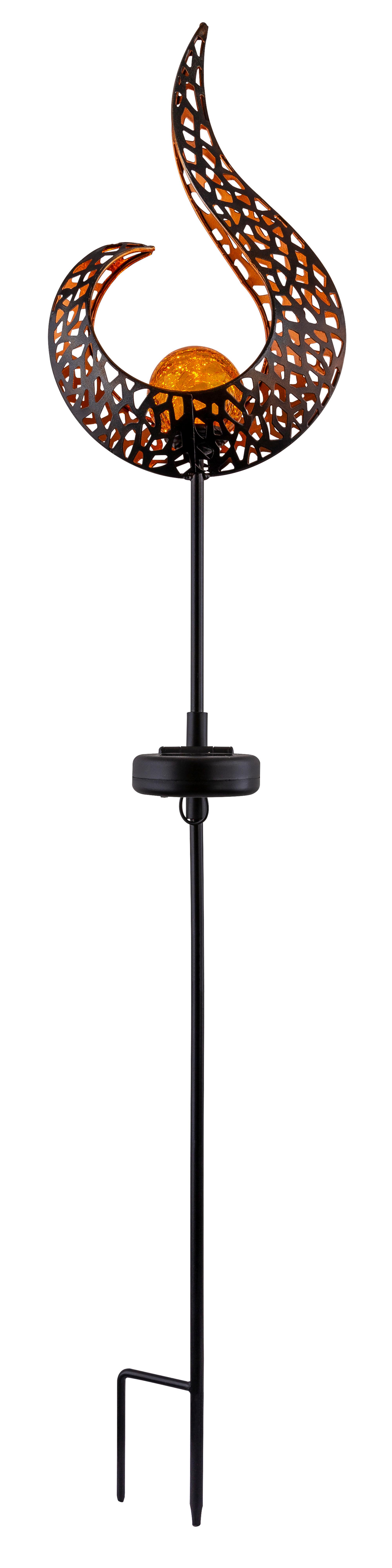 Solarna Svetilka Fuego, S Sijalko - zlate barve/rumena, Design, kovina/steklo (16,5/6,5/90cm) - Globo