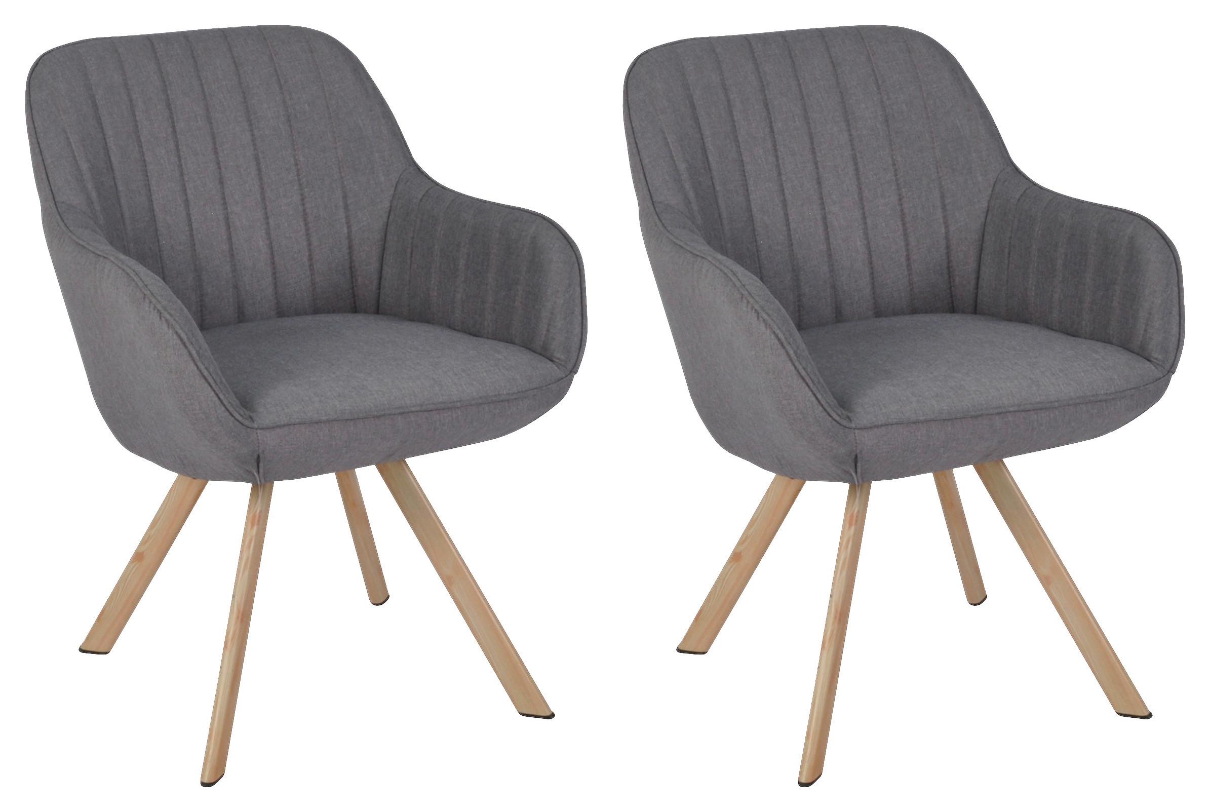Stuhl-Set in Grau/ Eichefarben ´Carlo´ - Eichefarben/Grau, Design, Textil/Metall (58/82/63cm) - MID.YOU