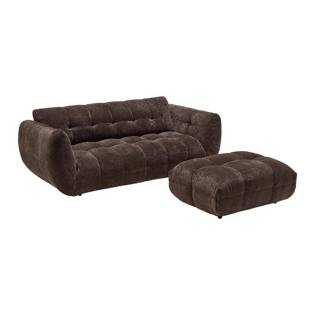 Bigsofa Carlos Dunkelbraun - Dunkelbraun/Schwarz, Modern, Kunststoff/Textil (218/81/104cm) - Mömax