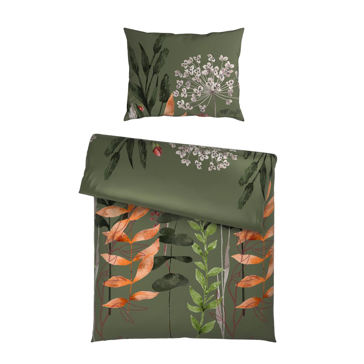 Lenjerie de pat Leavi, cca. 140x200/50x70 cm - verde, Modern, textil (140/200cm) - Mömax