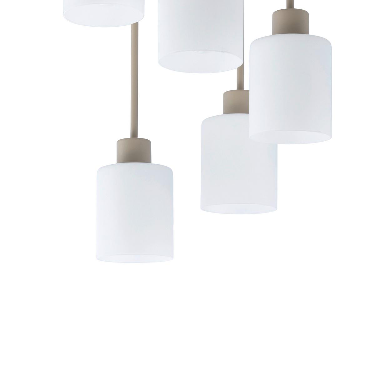 LAMPA WISZĄCA KINGA - biały/kolor piaskowy, Trend, metal/szkło (34/50cm) - Novel