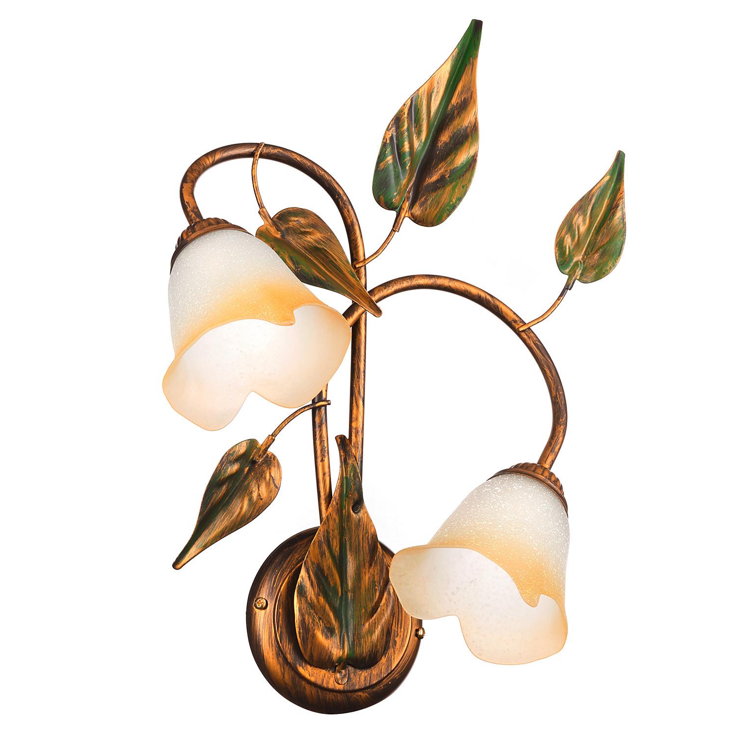 Wandleuchte Miranda Bronze/Olivgrün max. 6 Watt - Bronzefarben/Olivgrün, ROMANTIK / LANDHAUS, Glas/Metall (40/48cm)