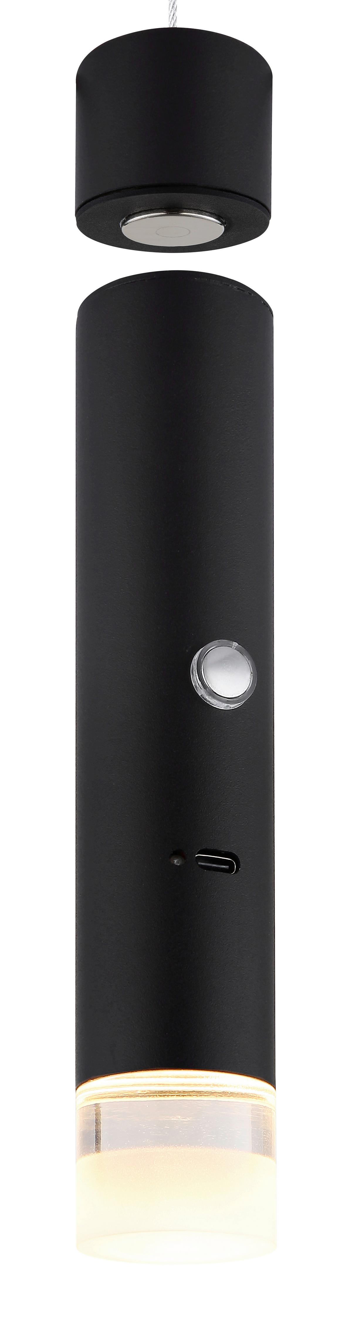 LAMPA WISZĄCA LED 16060 PELO - przejrzysty/czarny, Design, tworzywo sztuczne/metal (38/120cm) - Globo