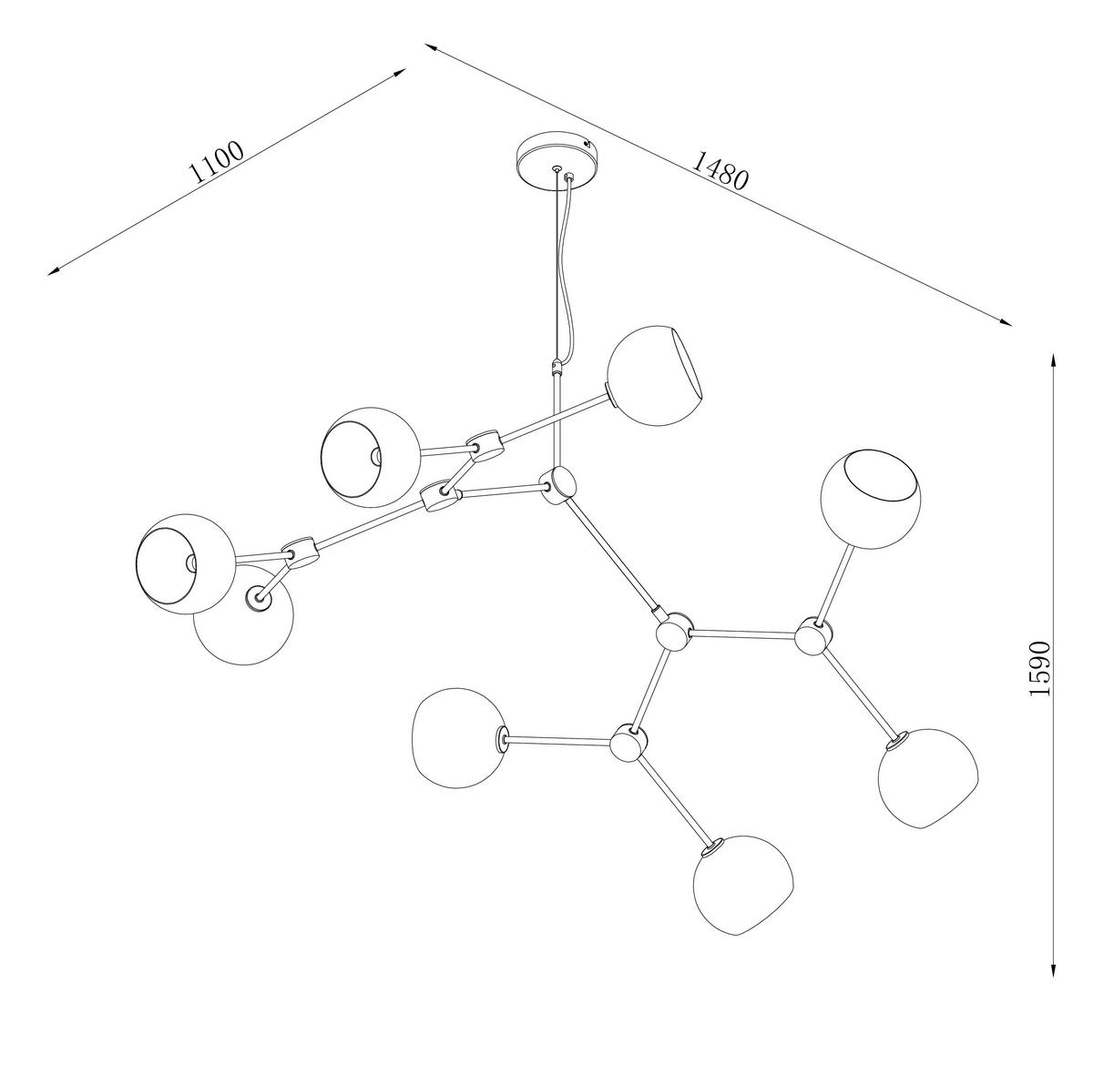 LAMPA WISZĄCA SHARLI - czarny, Trend, metal (148/110/159cm) - Novel