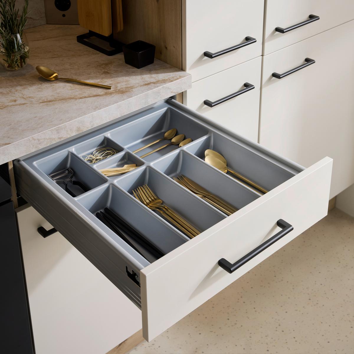 Küchenblock IP1200 o. Geräte Weiß/Eiche - Eichefarben/Schwarz, MODERN, Holzwerkstoff/Metall (310cm) - Impuls