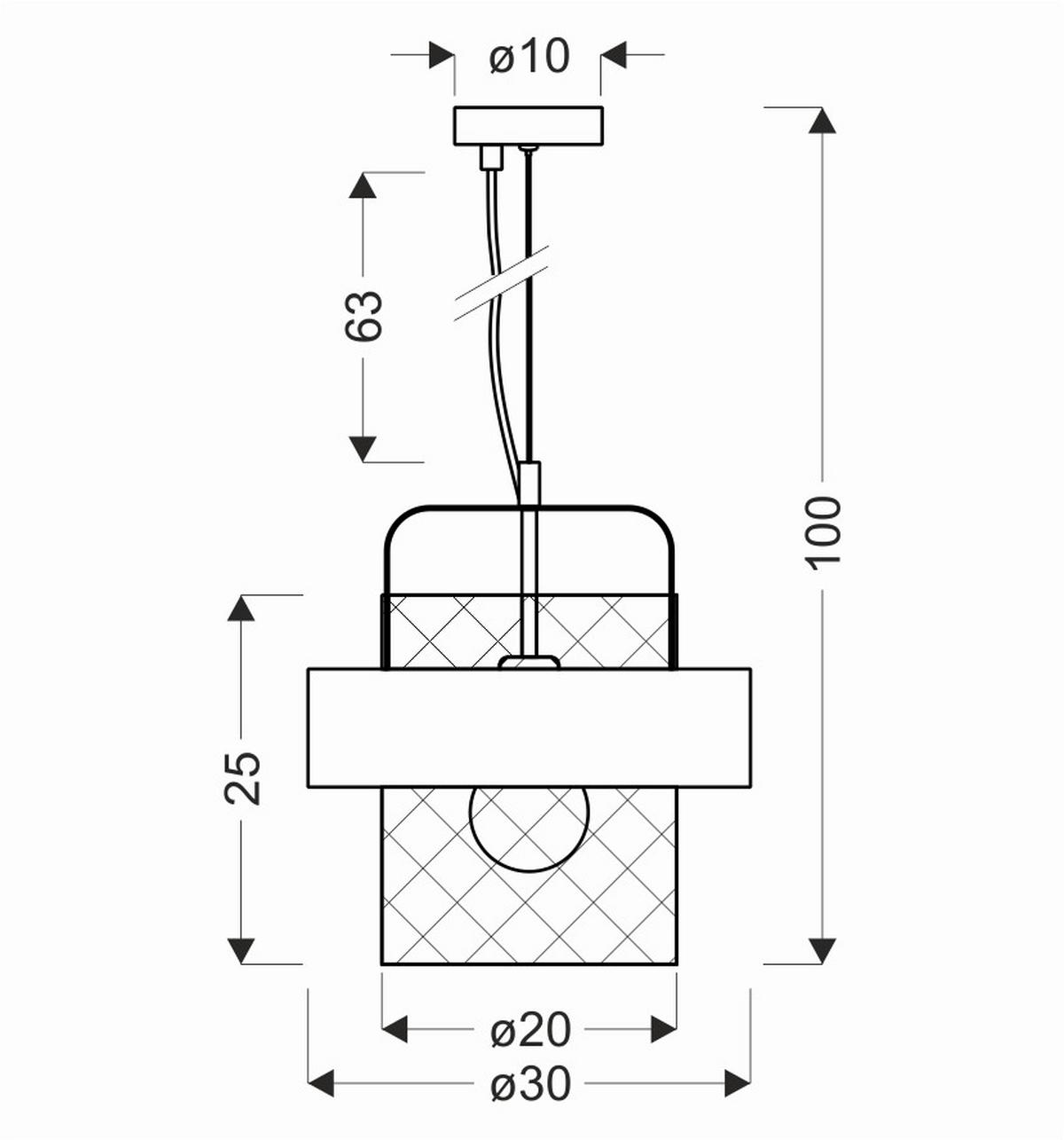 Viseća Svjetiljka Fiba - Design, metal (30/30/100cm)