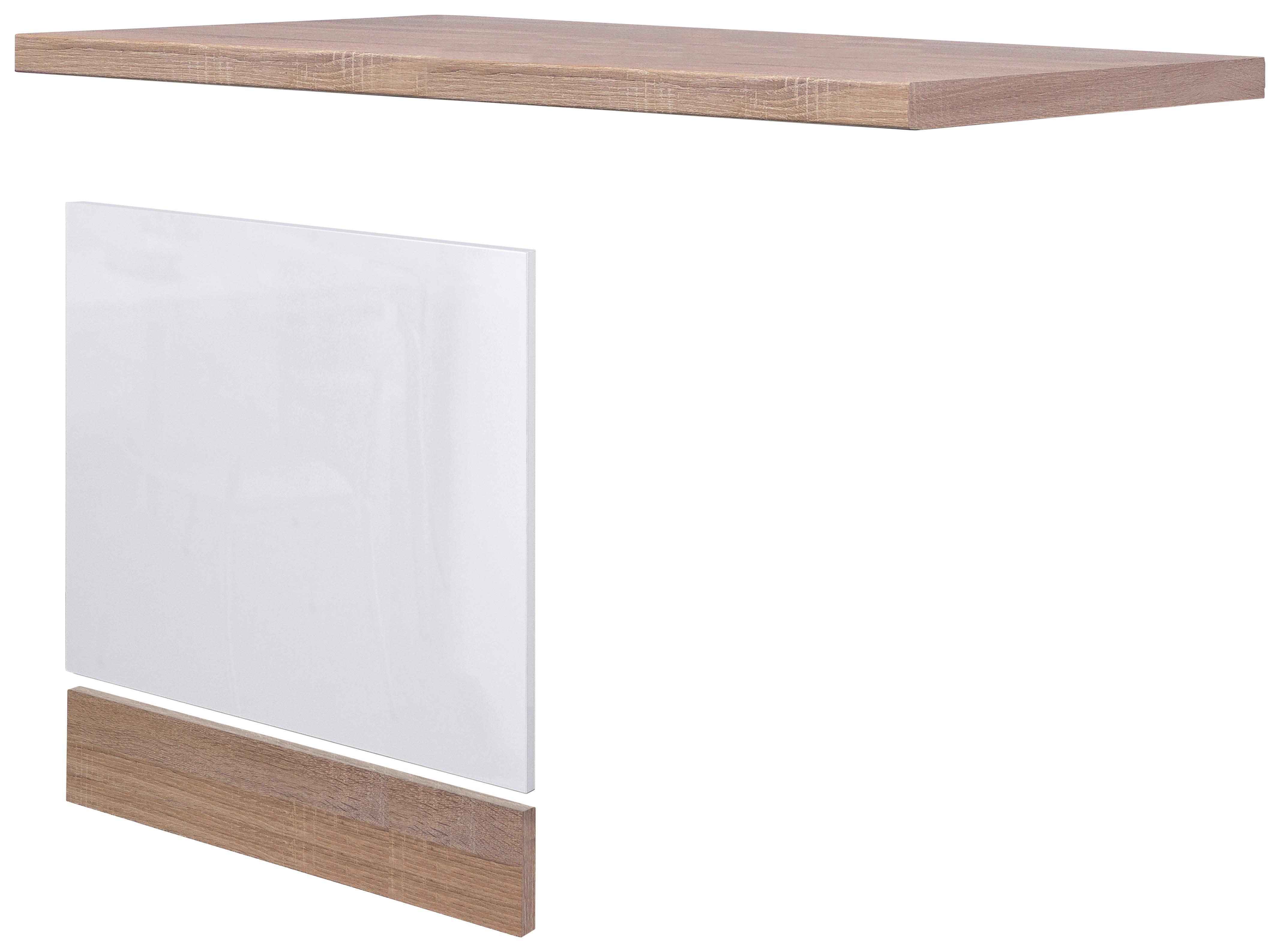 Geschirrspülerblende Weiß Hochglanz/Eiche - Weiß Hochglanz/Sonoma Eiche, MODERN, Holzwerkstoff (110/86/60cm) - FlexWell