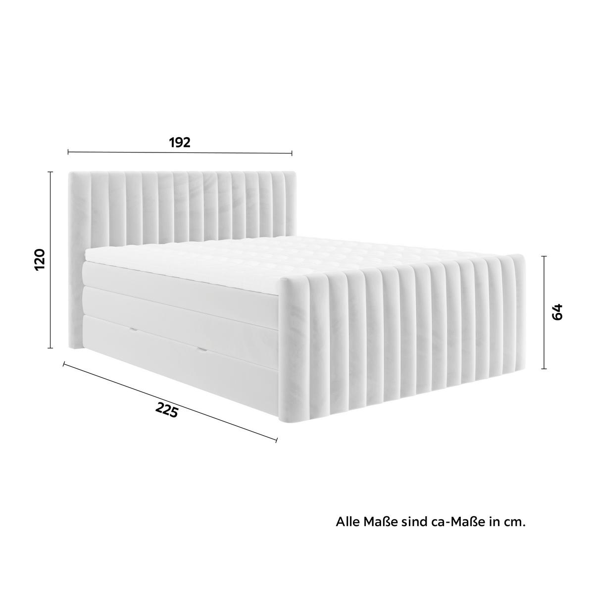 Boxspringbett Simon in Hellgrau ca. 180x200cm - Hellgrau/Schwarz, KONVENTIONELL, Holzwerkstoff/Kunststoff (180/200cm) - Premium Living