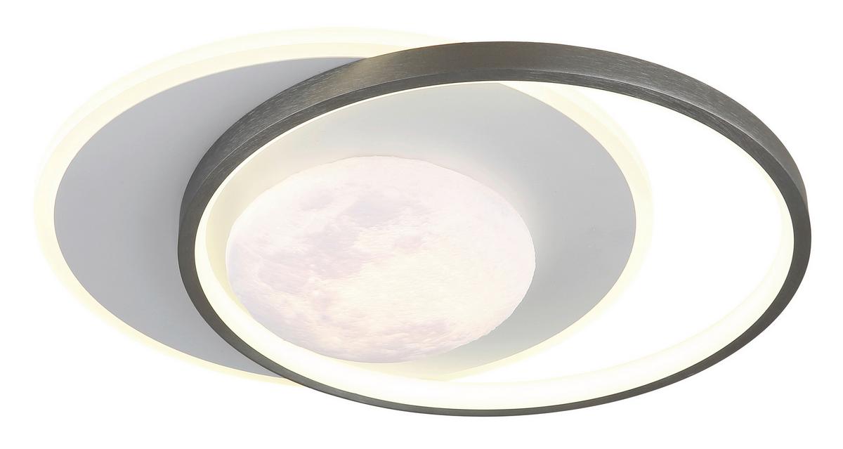 Led Stropna Svjetiljka Moon - bijela/siva, Design, metal/plastika (36,9/30/8,3cm) - Globo
