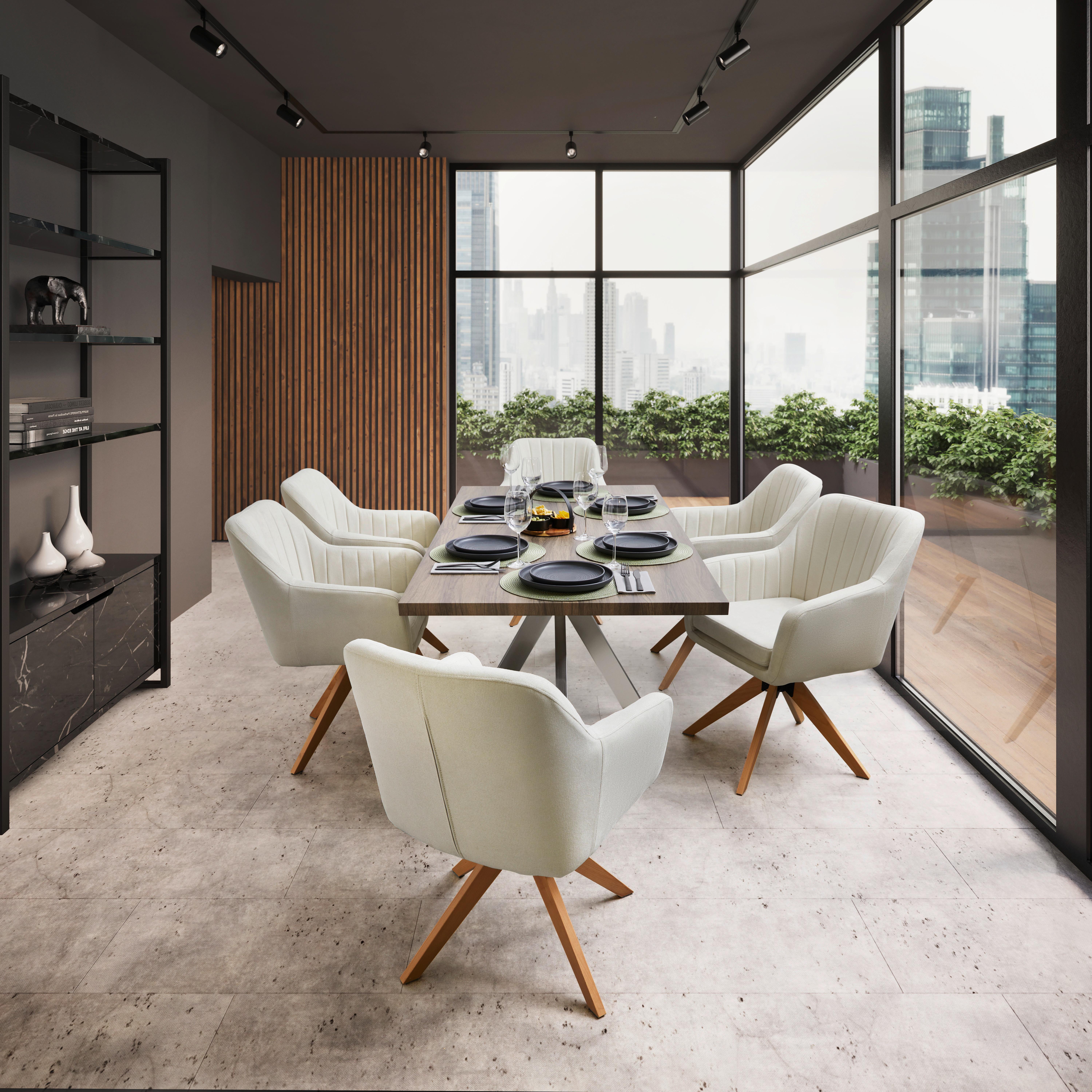 Esstisch Ilias Walnussfarben MDF ca. 180x90 cm - Edelstahlfarben/Silberfarben, MODERN, Holz/Metall (180/90/76cm) - Bessagi Home