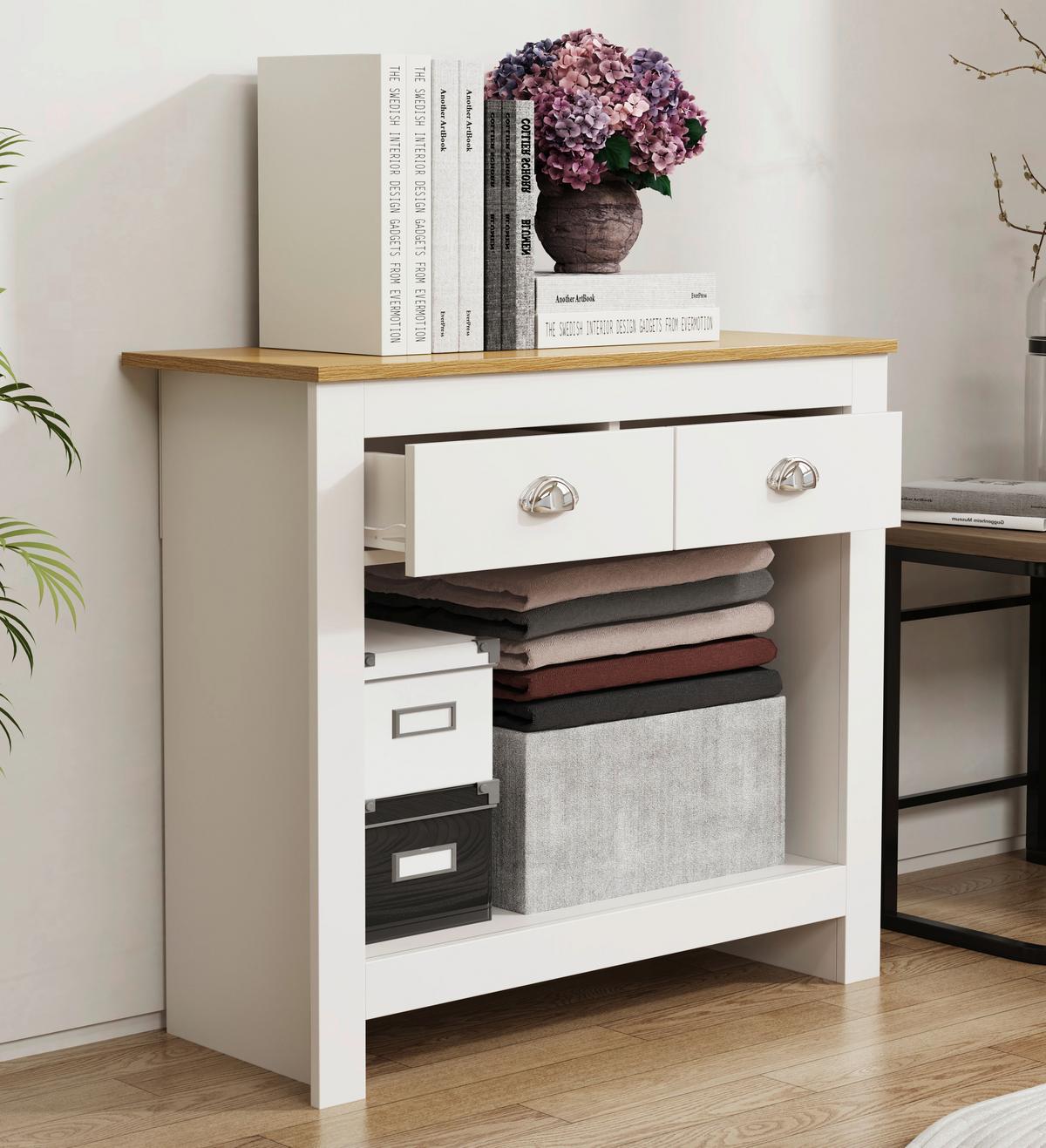 COMMODE BALUSA S - Honigeiche/Weiss, Lifestyle, Holzwerkstoff/Metall (85/76/35cm) - MID.YOU