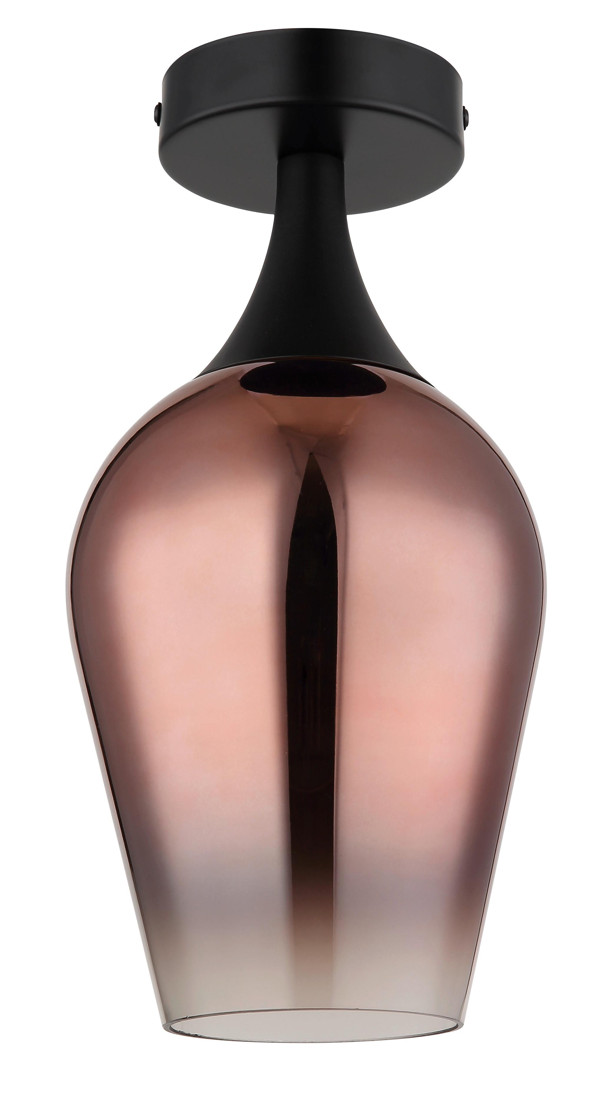 Deckenleuchte Lavus Schwarz/Kupfer max.40 Watt - Klar/Schwarz, Trend, Glas/Metall (15/30cm) - Globo