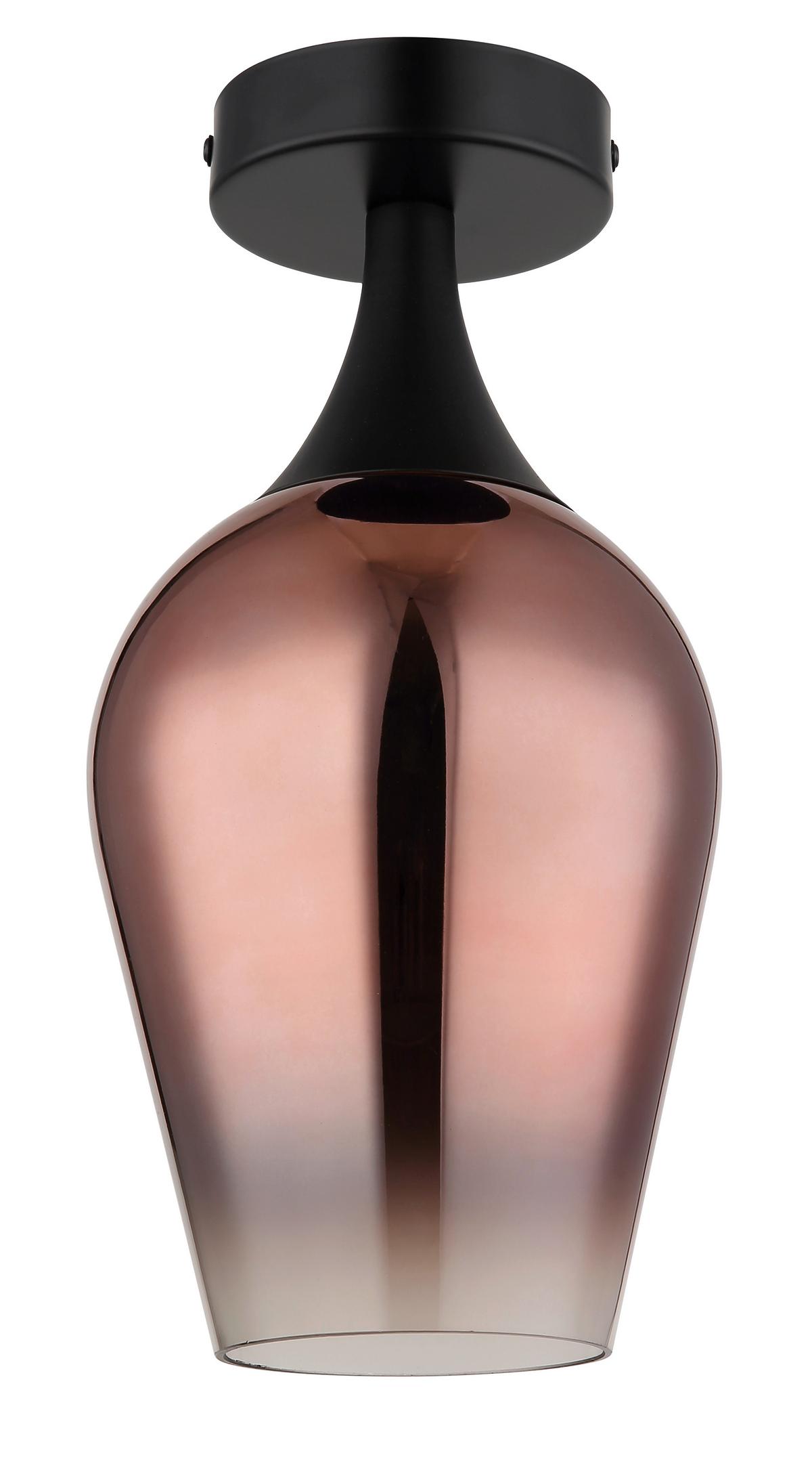 Deckenleuchte Lavus Schwarz/Kupfer max.40 Watt - Klar/Schwarz, Trend, Glas/Metall (15/30cm) - Globo