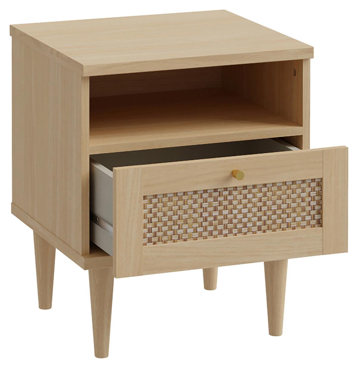 Noćni Ormarić Calasetta - boje hrasta/zlatne boje, Natur, drvni materijal/metal (45,4/54,4/41,4cm) - Zandiara