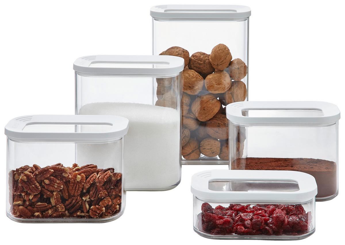 ZESTAW POJEMNIKÓW KUCHENNYCH 106994030600 - przejrzysty/biały, Basics, tworzywo sztuczne (14,7/27,5/23cm) - Mepal