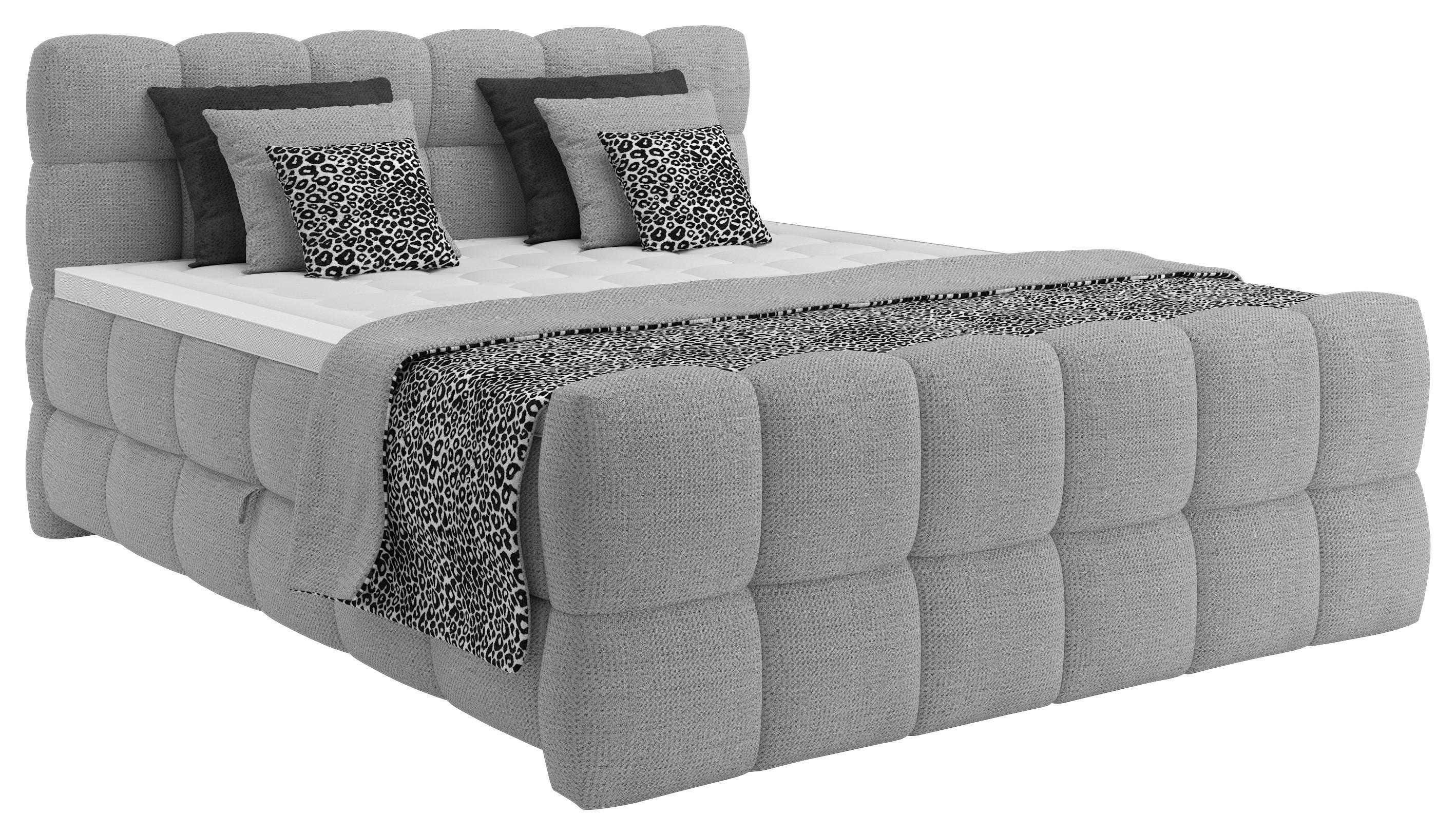 Boxspring Krevet Brisbane - svijetlo siva/crna, Trend, drvni materijal/drvo (160/200cm) - Premium Living