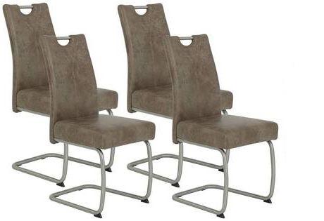 Schwingstuhl gepolstert 4er-Set - Schlammfarben/Edelstahlfarben, MODERN, Textil/Metall (43/99/58cm) - MID.YOU
