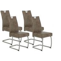 Schwingstuhl gepolstert 4er-Set - Schlammfarben/Edelstahlfarben, MODERN, Textil/Metall (43/99/58cm) - MID.YOU