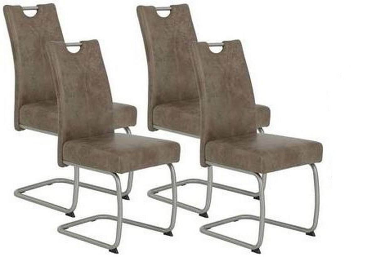 Schwingstuhl gepolstert 4er-Set - Schlammfarben/Edelstahlfarben, MODERN, Textil/Metall (43/99/58cm) - MID.YOU