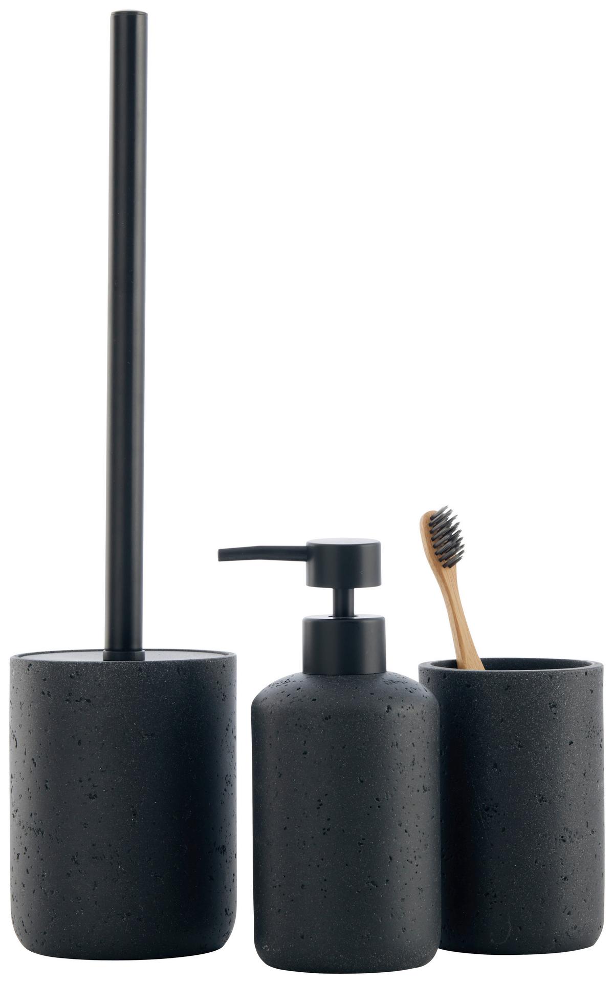 Zahnputzbecher Loki Schwarz Ø ca. 7,6cm - Schwarz, MODERN, Kunststoff (7,6/11,5cm) - Mömax
