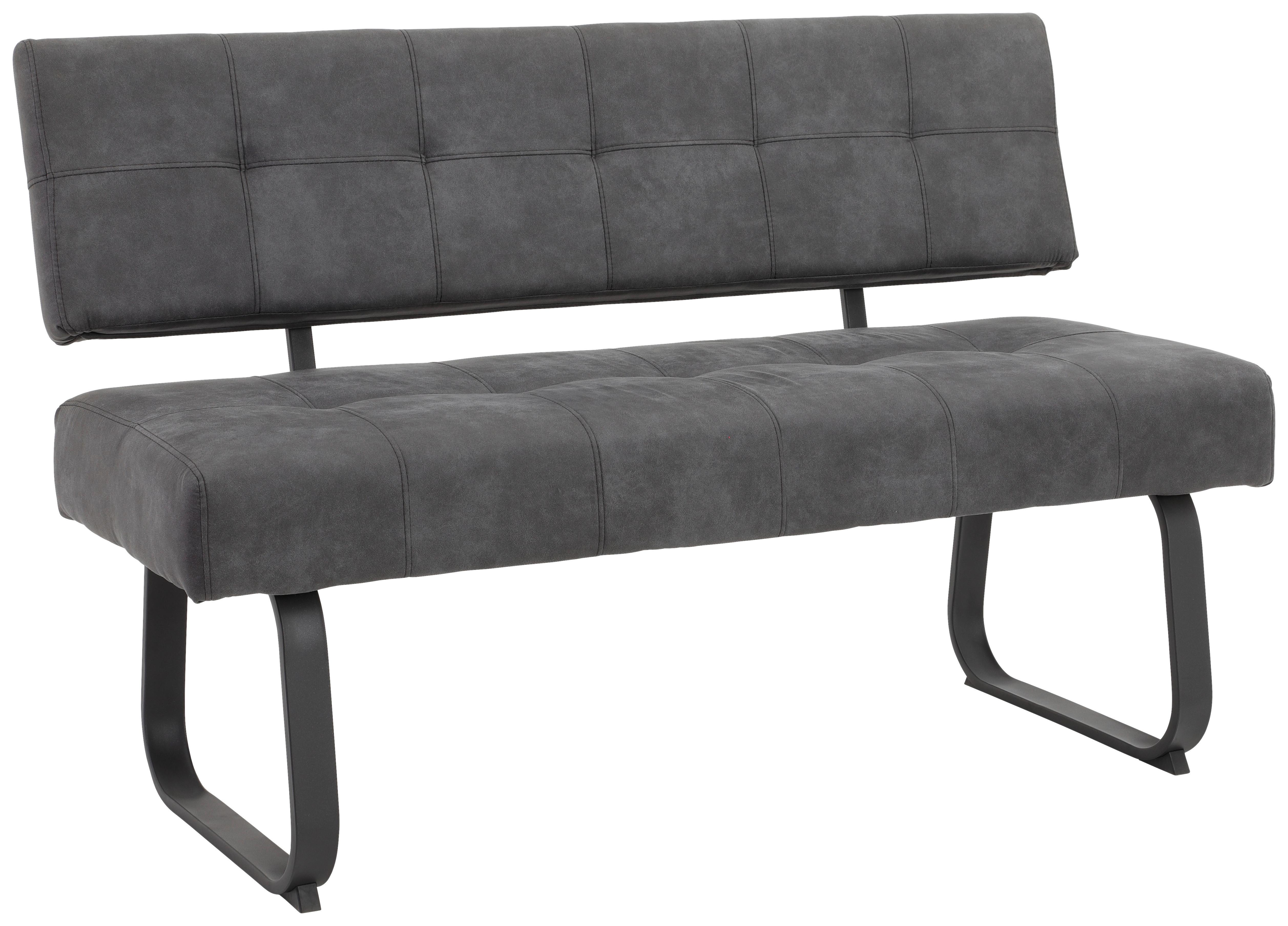 Sitzbank Luise Dunkelgrau - Dunkelgrau/Anthrazit, Trend, Textil/Metall (140/90/64cm) - Carryhome