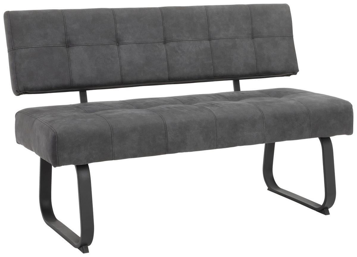 Sitzbank Luise Dunkelgrau - Dunkelgrau/Anthrazit, Trend, Textil/Metall (140/90/64cm) - Carryhome