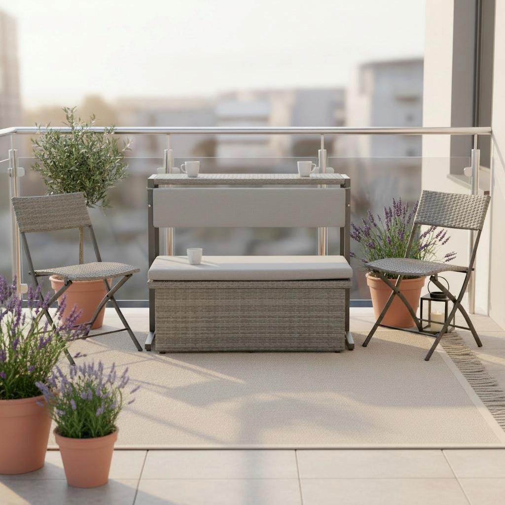 Loungeset Mario Graubraun Metall/Kunststoff Modular - Graubraun, MODERN, Kunststoff/Textil (110/86,5/80cm) - Bessagi Garden