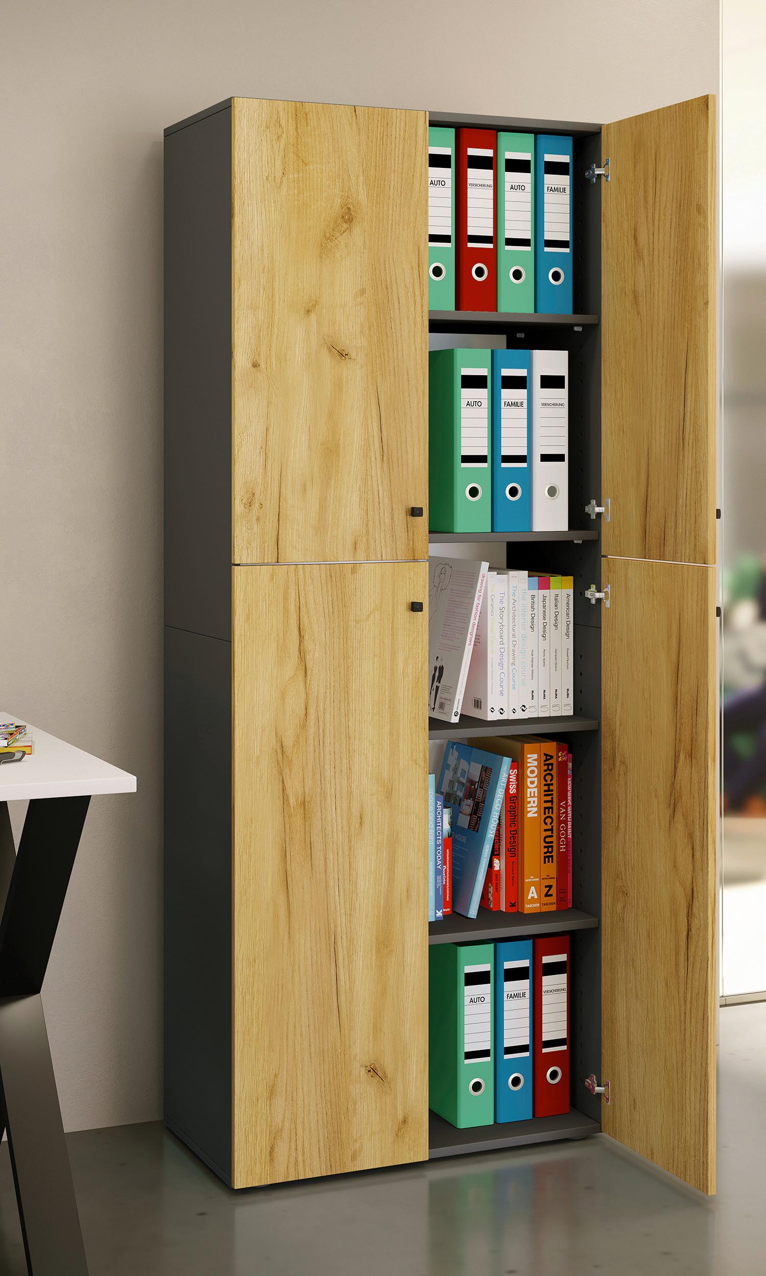 AKTENSCHRANK LONA XXL - Honigeiche/Anthrazit, Design, Holzwerkstoff (70/183/39cm) - MID.YOU