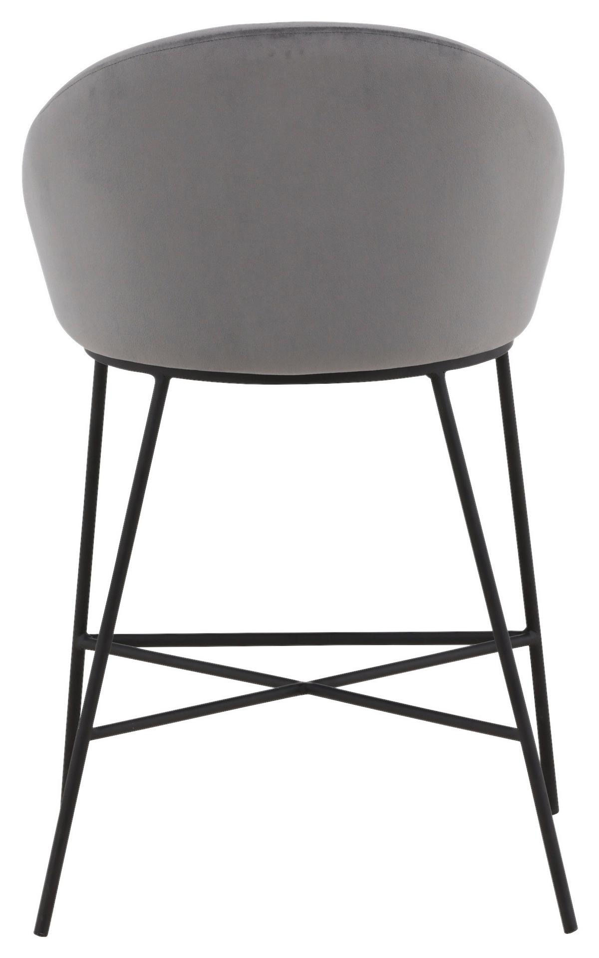 Barhocker Velvet VELVET - Dunkelgrau/Schwarz, Design, Textil/Metall (58,5/97/57cm) - Livetastic
