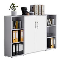 Aktenschrank Office Edition Sw Set 2 niedrig Grau/Weiß - Weiß/Grau, MODERN, Holzwerkstoff (173/114/33cm) - MID.YOU