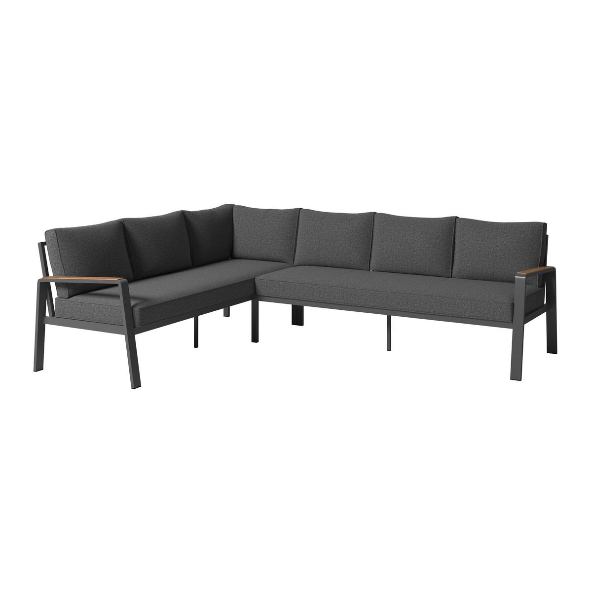 Lounge Garnitura Lecce, Rjava, Antracit, 4-Delno - črna/antracit, Moderno, kovina/steklo (194/255cm) - Beldano