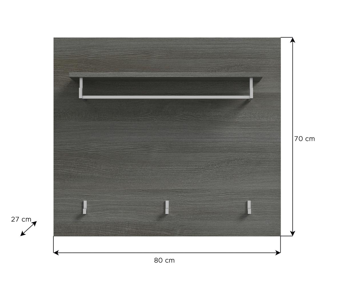 Garderobni Panel Salsa, Siva - bela/visoki sijaj, Design, leseni material (80/70/27cm) - MID.YOU