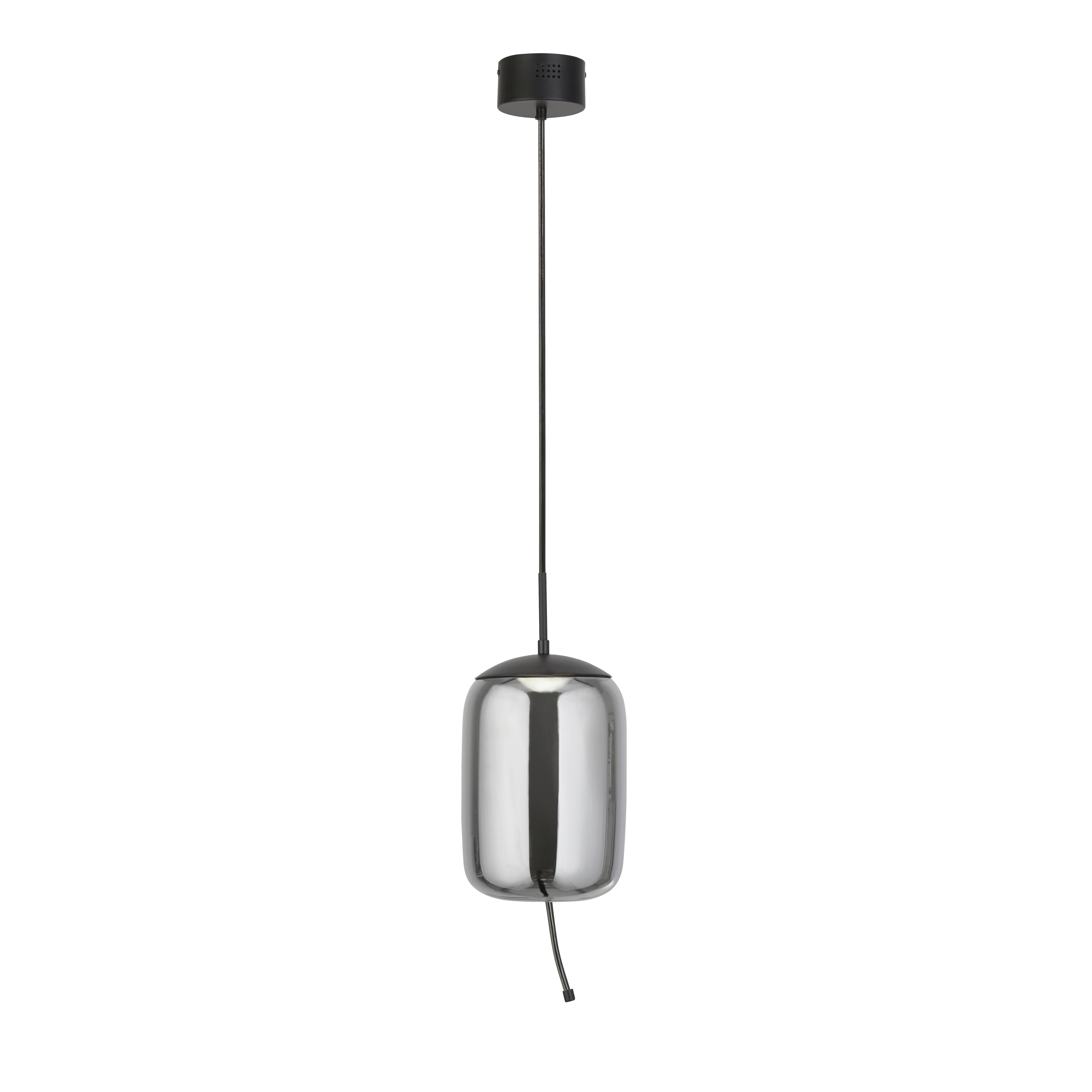 Led Függeszték 75132-1sm - fekete, Design, üveg/fém (18/18/43-150cm)