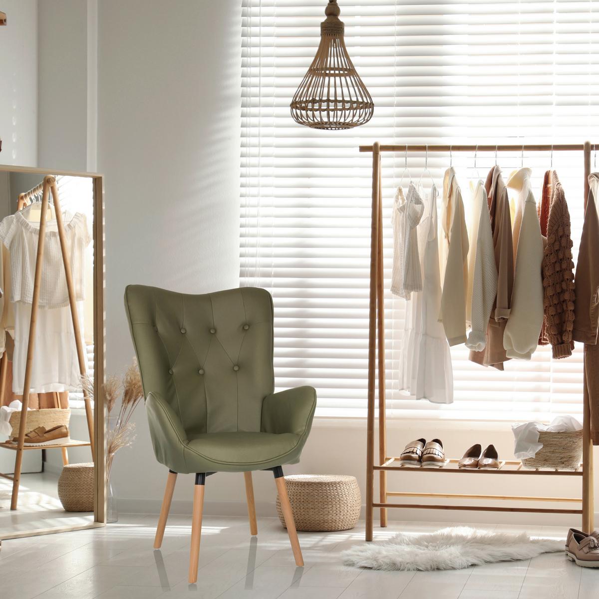 Fotelj Havenio I, Zelena - zelena/barve bukve, Moderno, tekstil/les (70/106/75cm) - MID.YOU