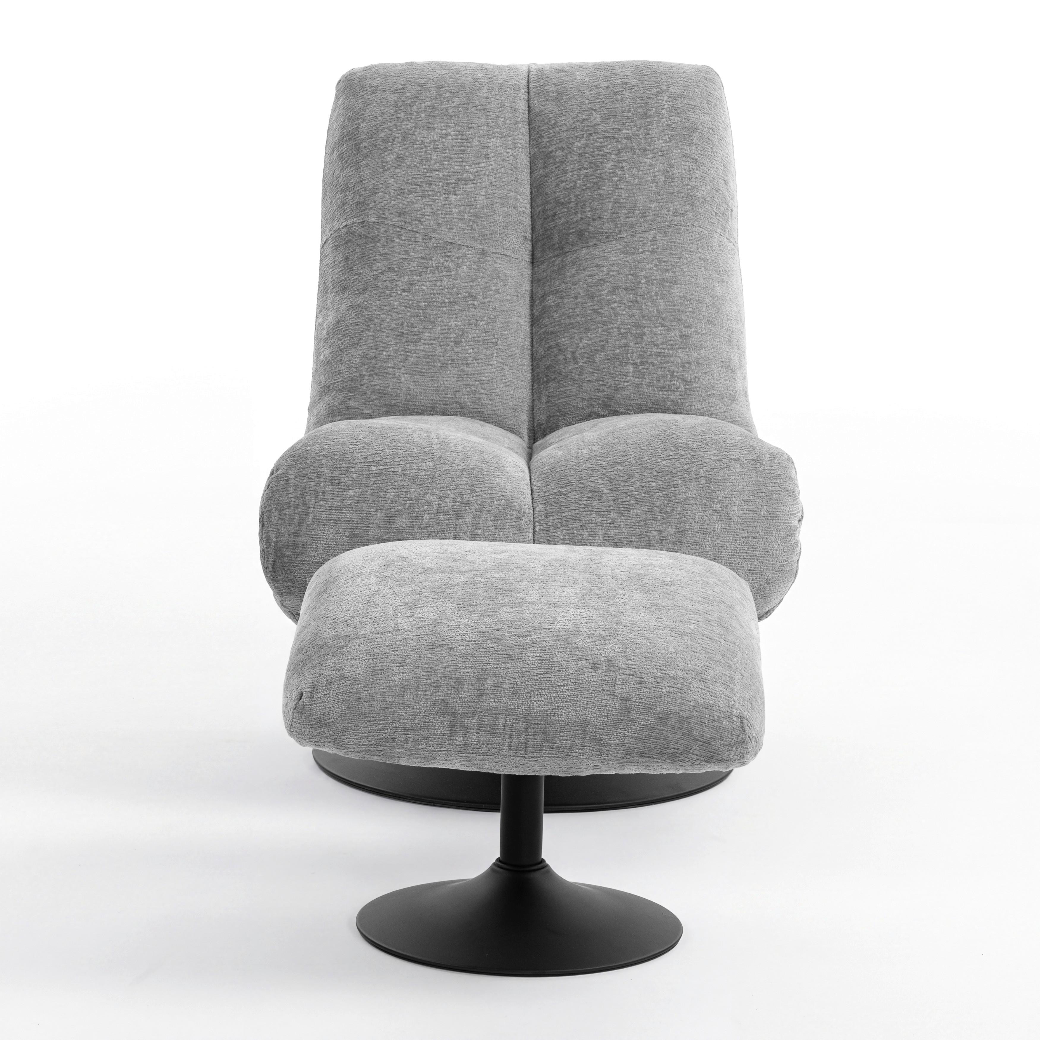 FÅTÖLJ ALMA - ljusgrå/svart, Modern, metall/textil (72/96/87cm) - Bessagi Home