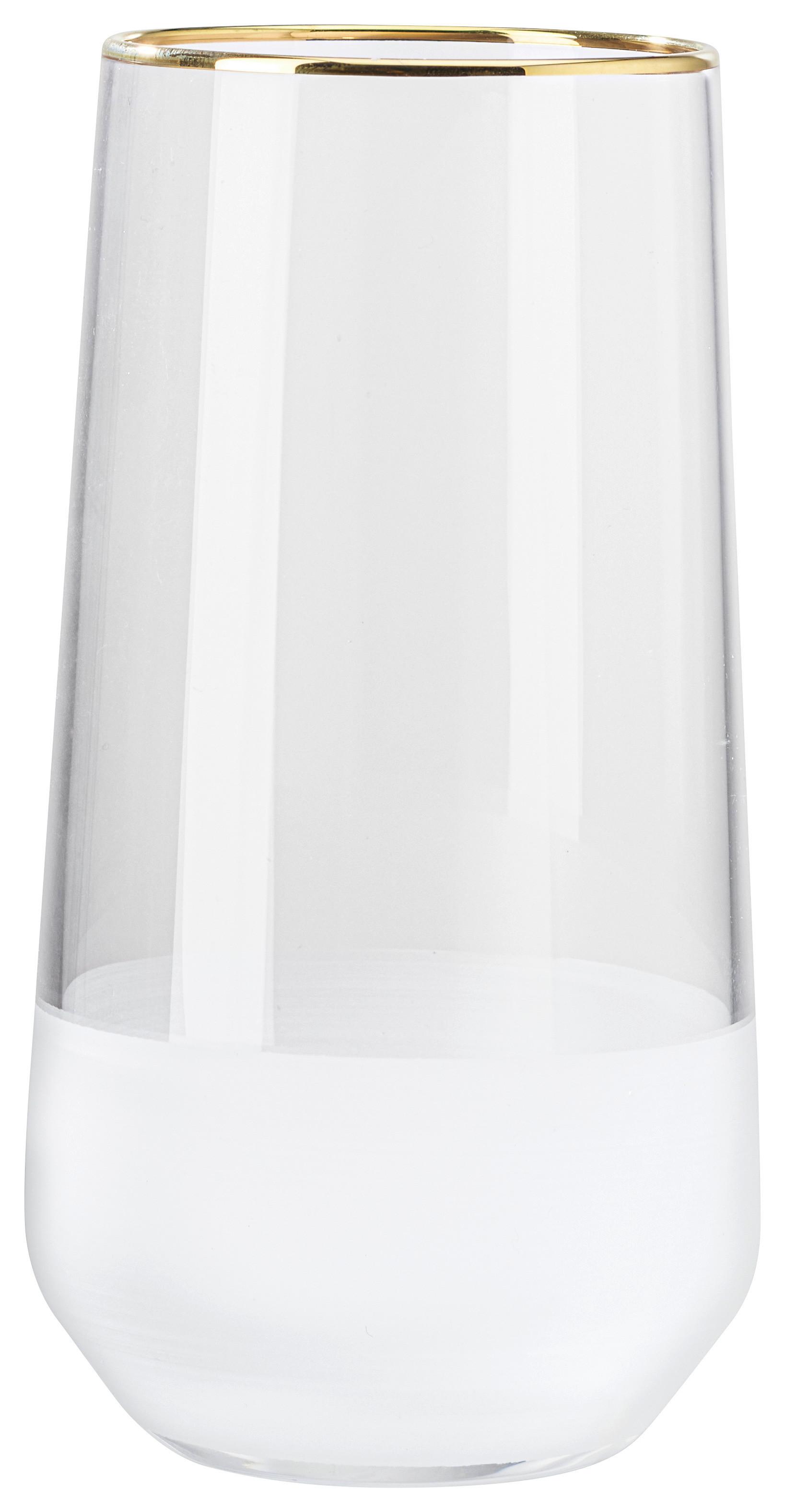 Longdrinkglas Goldline in Weiss ca. 470ml - Weiss, Modern, Glas (6,5/15cm) - Premium Living