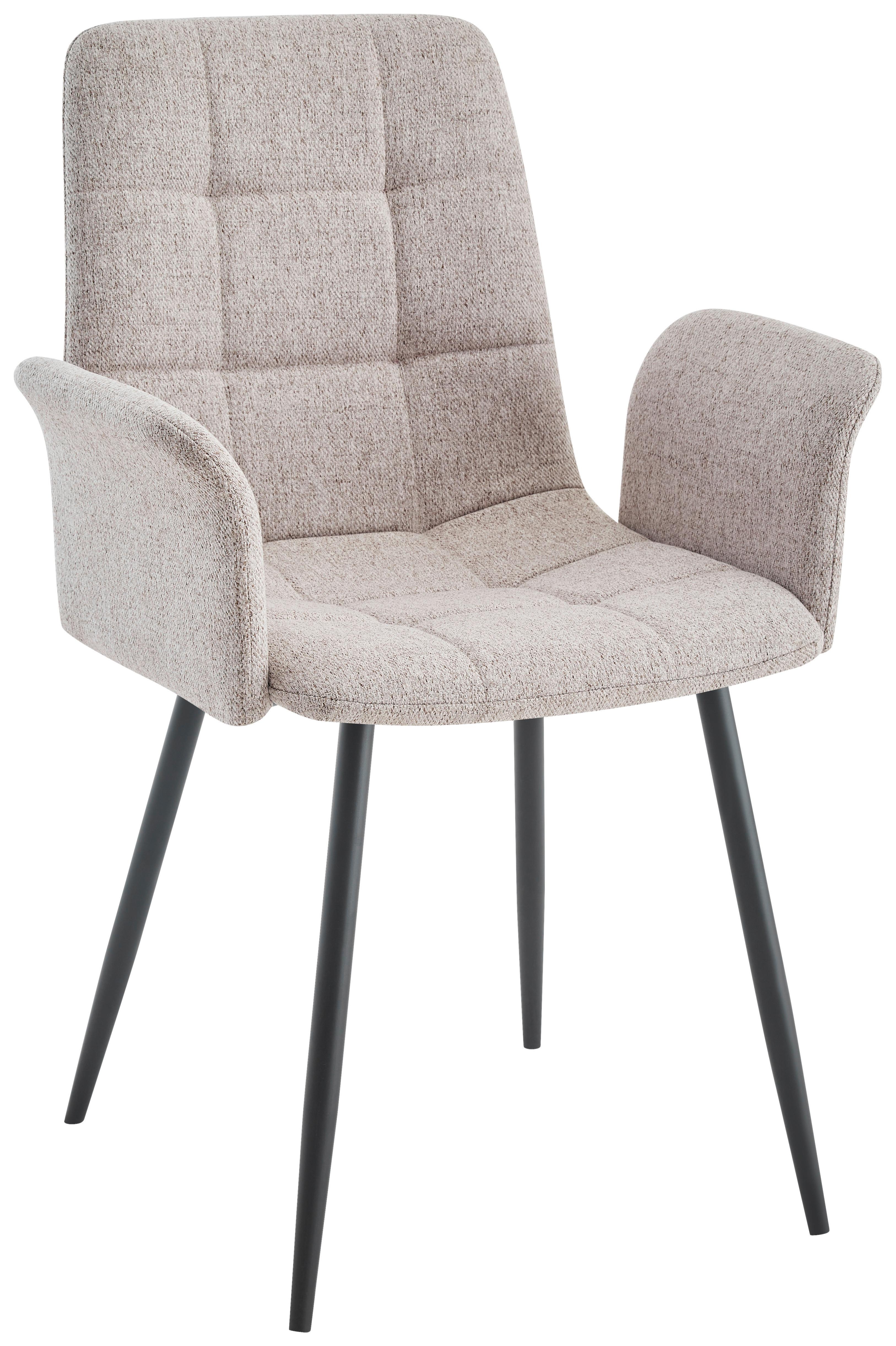 KRZESŁO Z PODŁOKIETNIKAMI JEFF -EXKLUSIV- - czarny/taupe, Modern, metal/tkanina (59/87,5/55cm) - Stylife