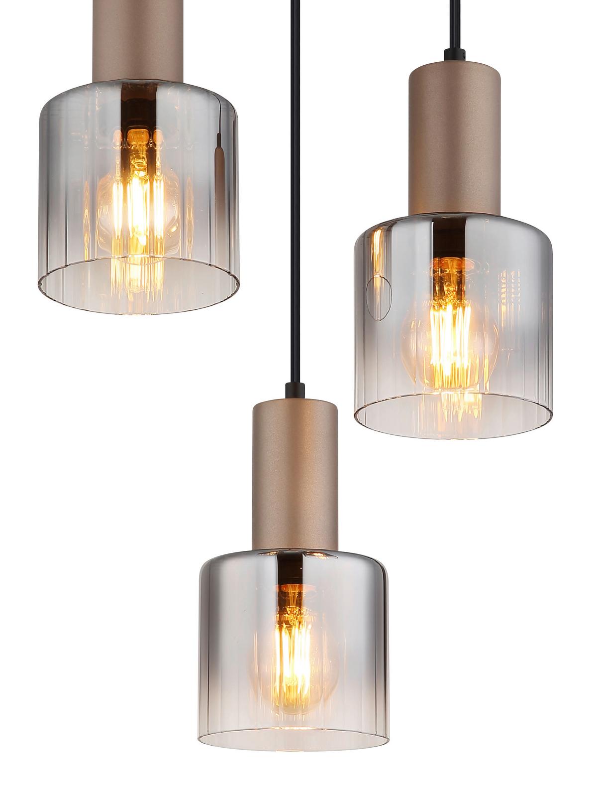 Hängeleuchte 54318-3hr Walton - Klar/Chromfarben, Design, Glas/Kunststoff (28/150cm) - Globo