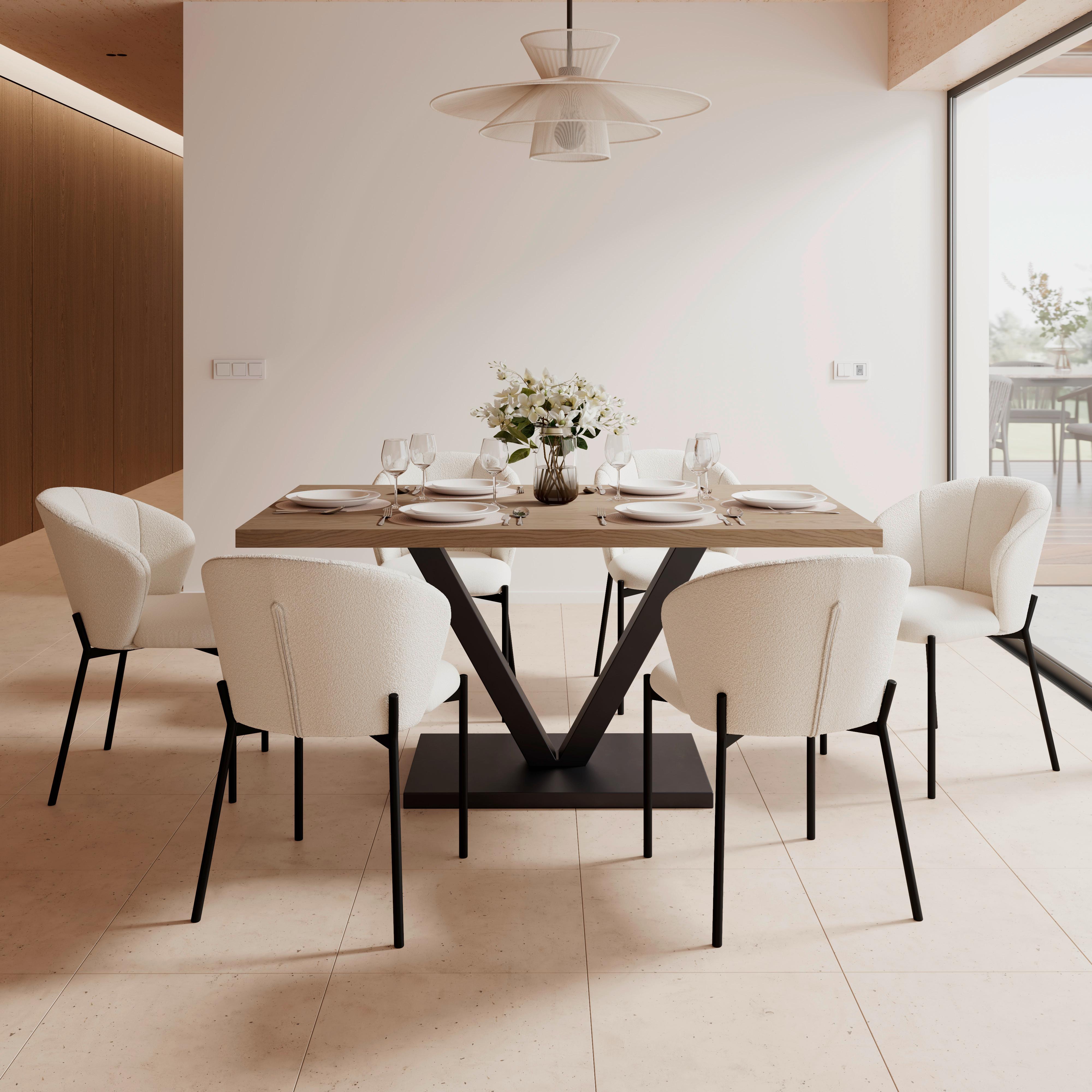 Esstisch Loca Holz/MDF Walnussfarben ca. 160x90x76 cm - Walnussfarben/Schwarz, MODERN, Holz/Holzwerkstoff (160/90/76cm) - Bessagi Home