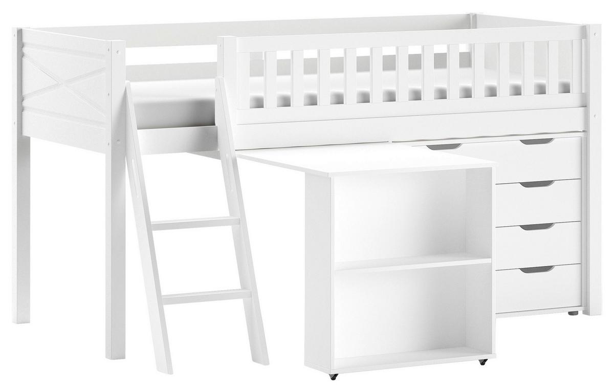 Spielbett SCOTT Weiß ca. 90x200 cm mit Schreibtisch - Weiß, MODERN, Holz/Holzwerkstoff (90/200cm) - Vipack
