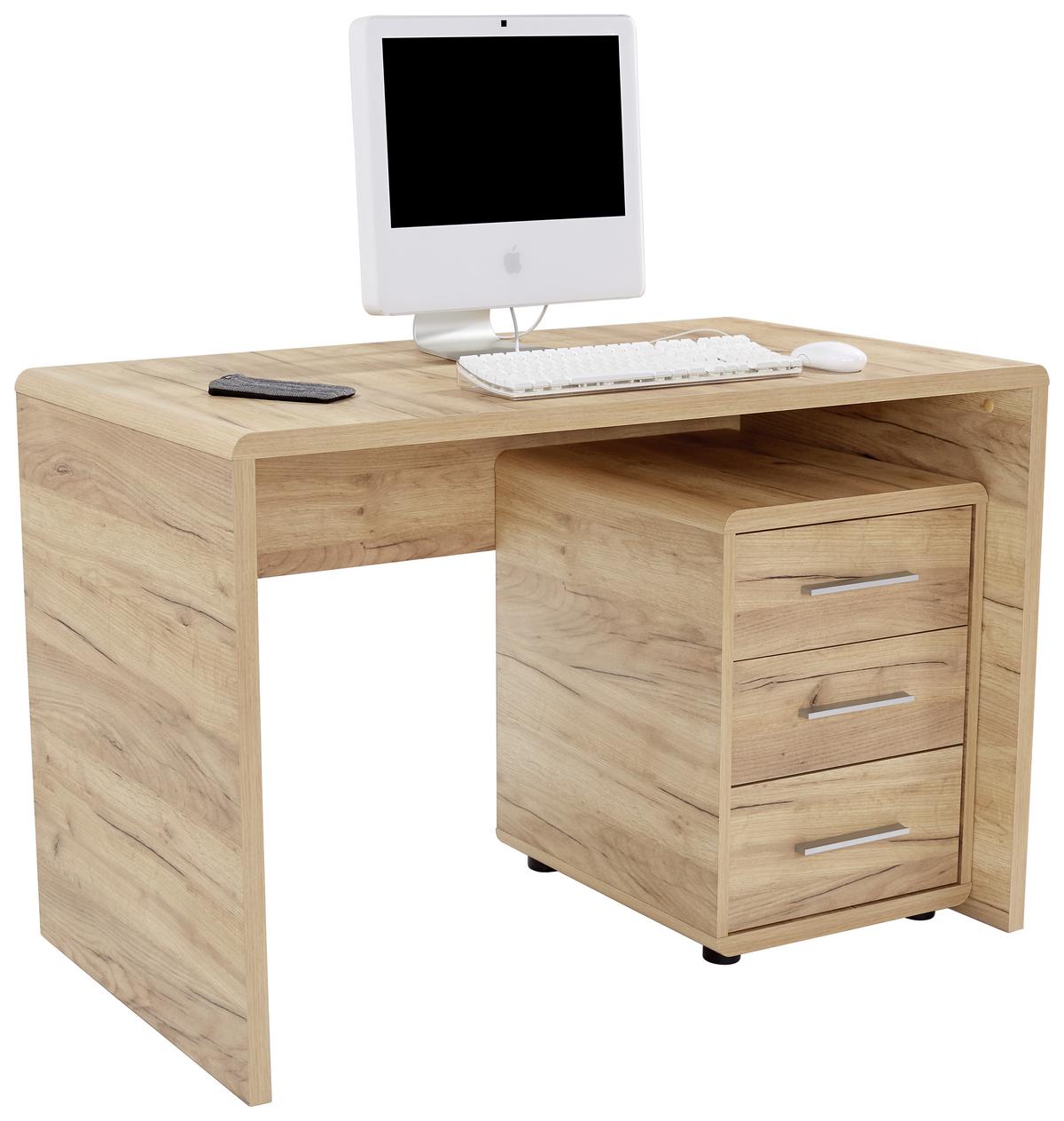 Íróasztal Tölgy Szín Fontana - tölgyfa, Modern, faalapú anyag (120/75,5/60cm)