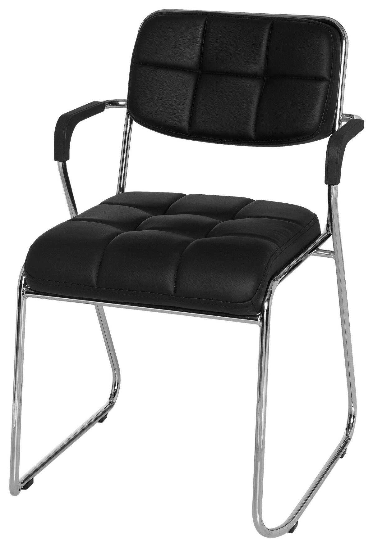 Konferenčni Stol Zanta Pu, Črna - barve kroma/črna, Basics, kovina/tekstil (49/79/44cm) - MID.YOU