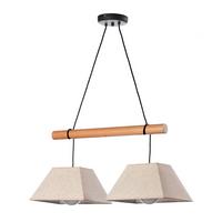 Hängeleuchte Baldo Schwarz/Hellbraun max. 22 Watt - Hellbraun/Schwarz, Natur, Holz/Textil (60/24/90cm)