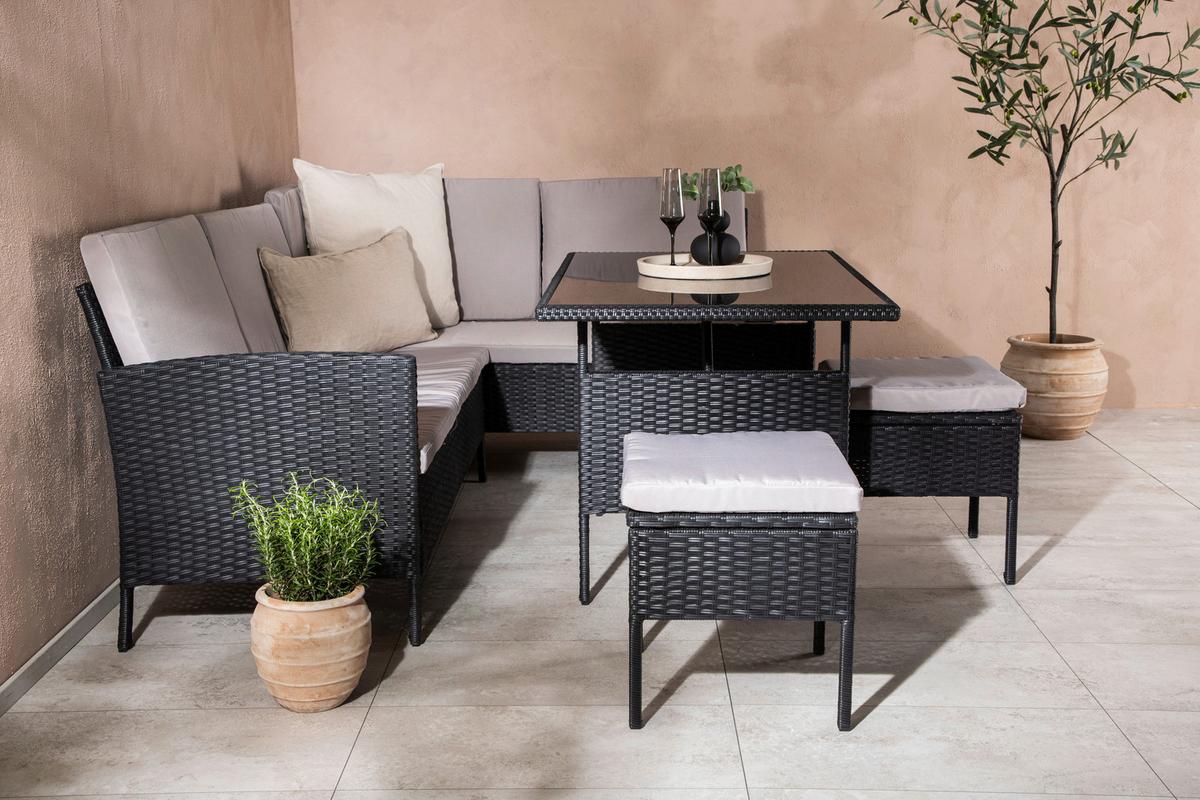 Dining-Loungeset Knock Grau/Schwarz - Schwarz/Grau, KONVENTIONELL, Kunststoff - Gardenson